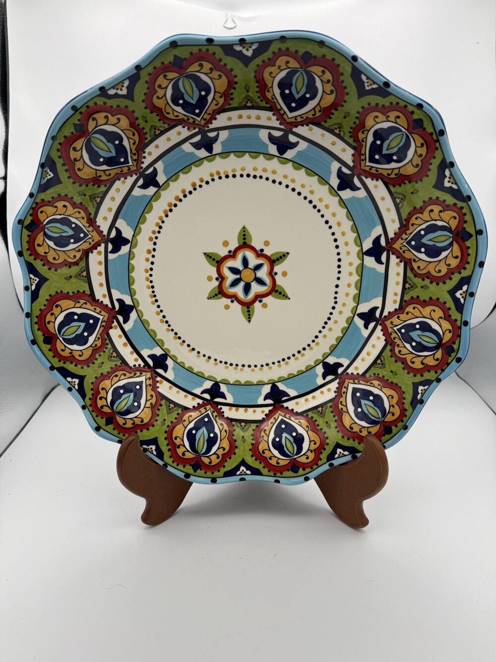Espana Lifestyle Bocca Pasta Salad Serving Bowl Ceramic Hand Painted 14 in Round